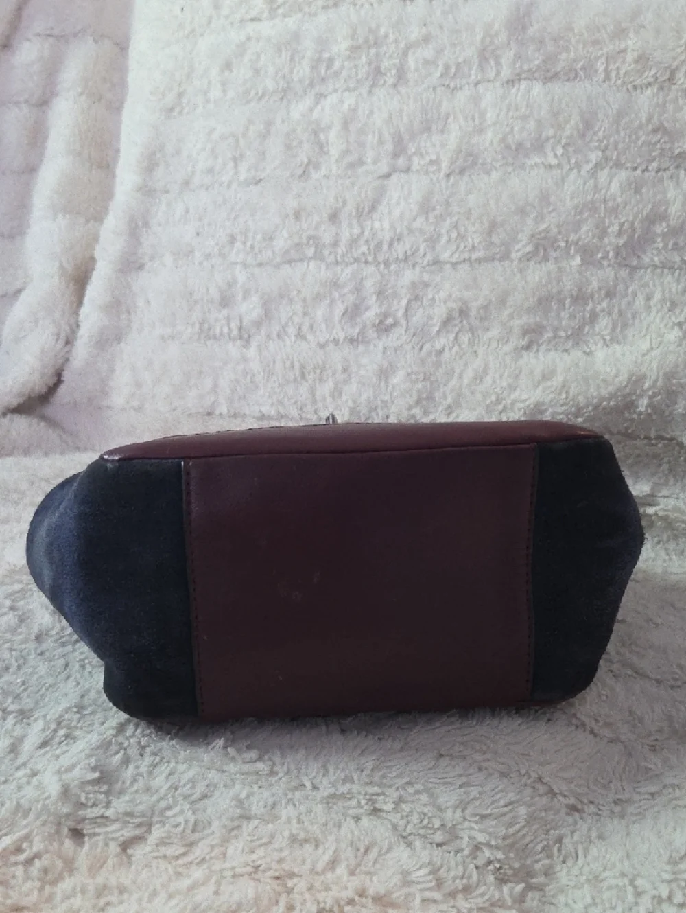 Coach Color Block Tote with Fuchsia Burgundy Quilted Front and Navy Accents - Picture 3 of 14